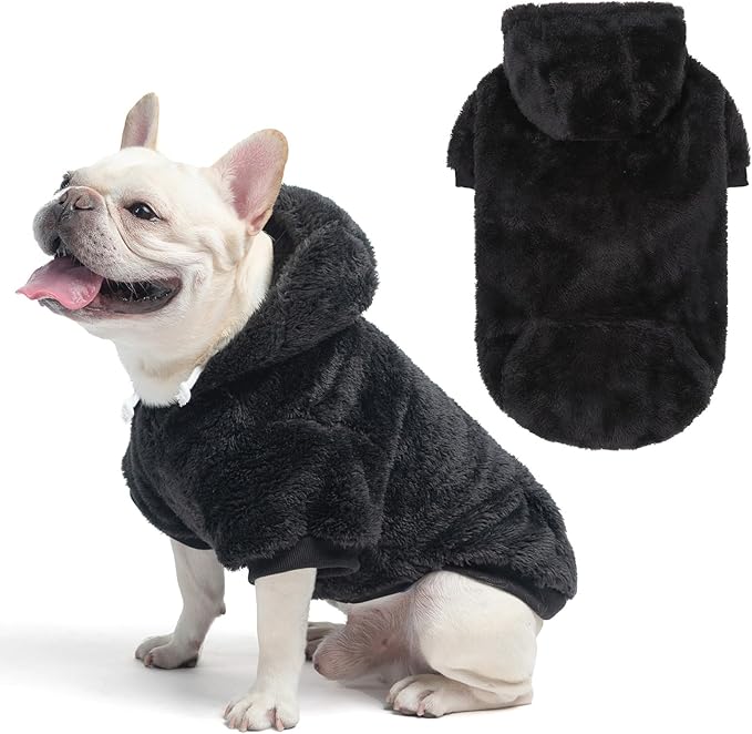 scenerael Dog Sweater Hoodie with Pocket & Leash Hole - Fuzzy Warm Girl/Boy Dog Clothes for Small/Medium/Large Dogs with Designer Cute Fall/Winter Styles