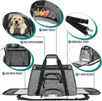 PetAmi Airline Approved Pet Carrier for Cat, Soft Sided Dog Carrier for Small Dog, Cat Travel Supplies Accessories Indoor Cat, Ventilated Pet Carrying Bag Medium Large Kitten Puppy, Large Heather Gray