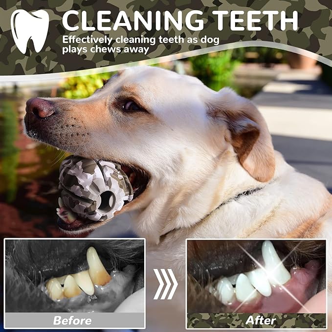 Dog Toys for Aggressive Chewers Large Breed, for German Shepherd, Indestructible Interactive Treat Dog Toys for Large Medium Breeds, Food Grade & Tough Rubber, Fun to Chew, Chase and Fetch (Camo)