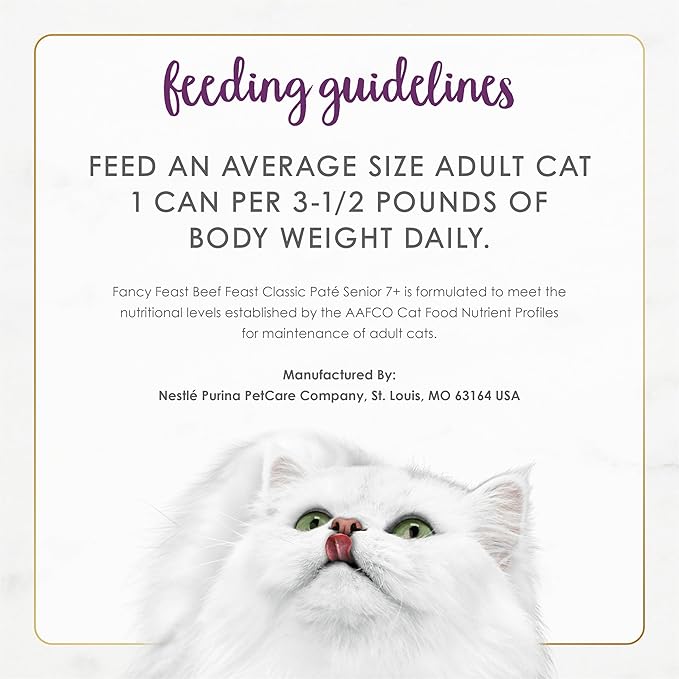 Purina Fancy Feast Senior Wet Cat Food 7 Years Plus Beef Feast Pate - (Pack of 24) 3 oz. Cans