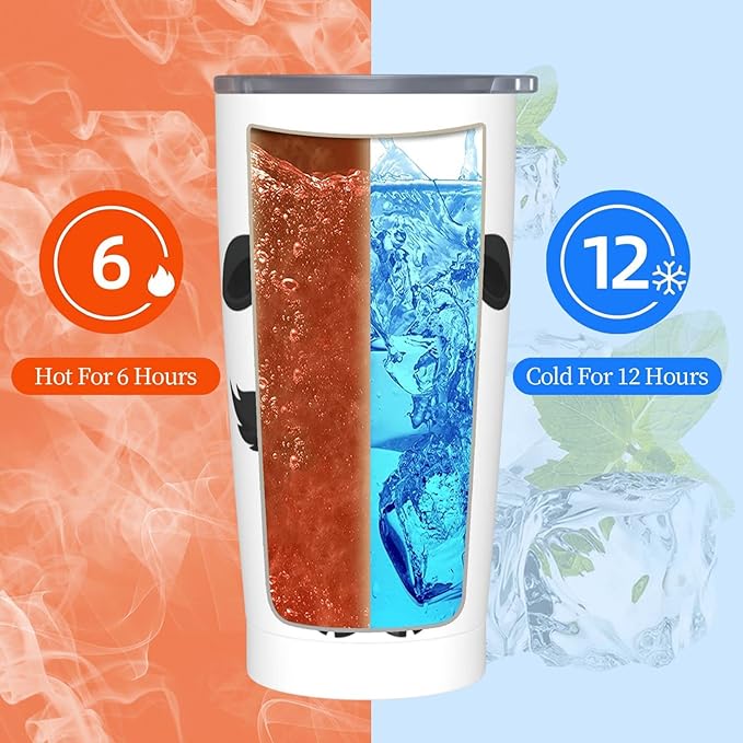 Dujiea 20oz Tumbler With Lid And Straw, Cute Cartoon Milk Cow Vacuum Insulated Iced Coffee Mug Reusable Travel Cup Stainless Steel Water Bottle