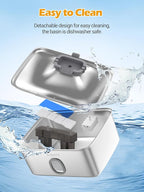 SIBAYS 4Gal/15L Large Dog Water Fountain, Stainless Steel Pet Fountain with Water Window & LED Light, Ultra Quiet Automatic Dog Water Bowl Dispenser for Large Dogs & Multi-pet, Easy to Clean(FS76)