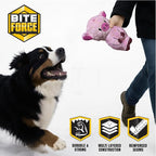 Bite Force -Durable & Strong Dog Toy Peppa Pig with Squeaker, Kevlar-Reinforced for Aggressive Chewers for Small Medium Large Dogs - Pink.