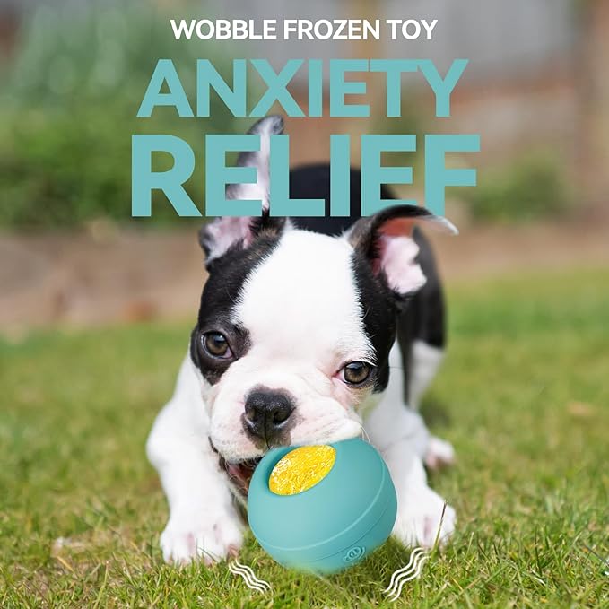 Long-Lasting Interactive Dog Lick Toy, Stuffable Dog Enrichment to Keep Dogs Busy, Wobbly Treat Dispensing Freezable Licking Toys, Food-Grade Safe (Teal Blue,S)