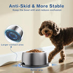 304 Stainless Steel Dog Bowls, Heavy Duty Dog Food Bowl with Extra Strong Non-Slip Mat, Thick Metal Base Water Bowl with Lick Mat for Small, Medium Dogs & Cats, Indoor/Outdoor (13.4 oz)