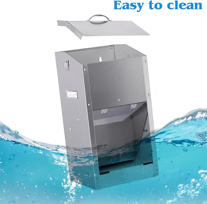 Automatic Dog Feeder Large Breed with Handle, Stainless Steel Indoor and Outdoor Pet Feeder for Large Dogs, Dog Food Dispenser Automatic for Dogs (25lbs)