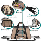 PetAmi Airline Approved Pet Carrier for Cat, Soft Sided Dog Carrier for Small Dog, Cat Travel Supplies Accessories for Indoor Cat, Ventilated Pet Carrying Bag Medium Kitten Puppy, Large Heather Taupe
