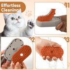 4 in 1 Pet Steam Brush for Shedding,Rechargeable cat brushes for indoor cats,Quiet Detangling Brush for Long Haired Cats and Dogs(Cream Color)