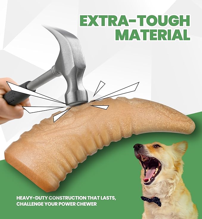 Durable Dog Chew Toy for Aggressive Chewers, Ultra Tough Dental Toy for Teeth Cleaning, Boredom Anxiety Relief, Long-Lasting Toy for All Dog Sizes & Teething Puppies, Keep Them Busy
