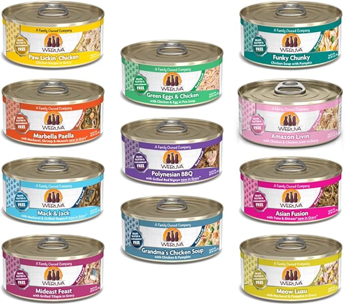 Weruva Classic Cat 11 Flavors Variety Pack – Gluten & Grain Free, 5.5 oz Cans (Pack of 24)