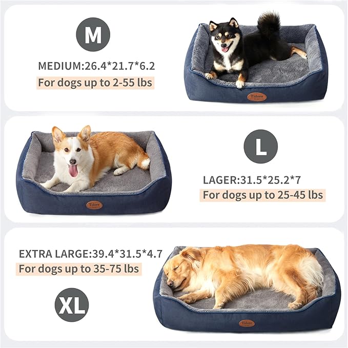 Orthopedic Dog Beds for Medium Dogs, Durable Egg Crate Foam Sofa Dog Bed wit Washable Removable Cover,Waterproof Lining,Pet Bed for Large Dogs (Navy Blue-Velvet, 26.4" L x 21.7" W x 6.2" Th)