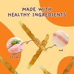 Jungle Calling Rawhide Free Treats for Dogs, Chicken Wrapped Cod Sticks Dog Treats, Soft Chewy Snacks for Training Rewards, 10.6 oz (Chicken)