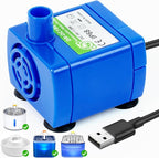Cat Water Fountain Pump, IP68 DR-DC 160 Submersible Water Pump for Stainless Steel, Ceramic Cat Water Fountain, Cat Water Fountain Flower, Ultra Quiet Pet Fountain Pump (No Led & with Brush)