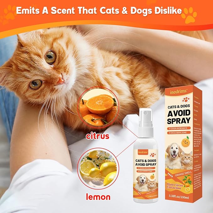 Cat Deterrent Spray, 100% Natural cat Scratch Furniture Protector - no chew Spray for Dogs Protect Furniture, Rugs and Plants - Establish Boundaries