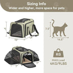 Petsfit Expandable Rabbit Carrier Bunny Carriers, 16 Inch Airline Approved Pet Carrier with 2 Extensions, Soft Washable Cushion, Self-Locking Zipper Head, Built-in Safety Rope, Fit for Travel