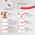 Light Up Led Dog Collar Rechargeable Waterproof, Glow in Dark Dog Collar, TPU Cuttable Lighted Dog Collars for Night Walking Charging USB, Safety for Small Medium Large Dogs Red
