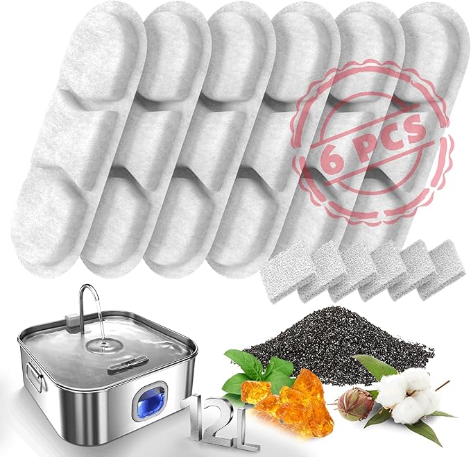 Dog Water Fountain Stainless Steel, 410oz/3.2Gal/12L Large Pet Water Fountain for Dogs, Dog Water Bowl Dispenser with Water Level Window & LED Light, Super Quiet for S-L Dogs and Multi-Pet (Filters)