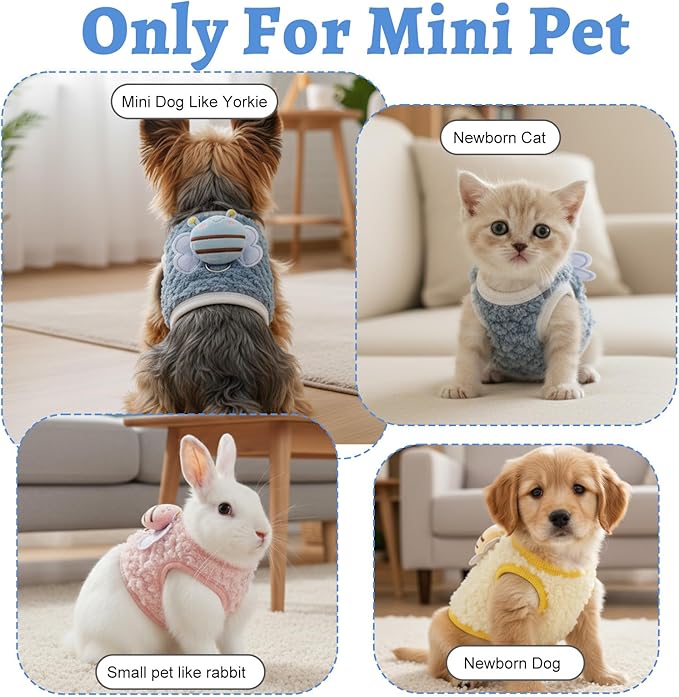 3 Pcs Kitten Clothes, Yorkie, Chihuahua Puppy Clothes, Colorful Teacup Dog Cat Vest with Bee Dolls, Soft Small Dog Sweater, Cute Puppy Jumper for Mini Newborn Dogs,Cat (XX-Small)