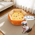 Cute Cat Beds Kitten Beds, Soft Small Dog Beds, Washable Pet Beds for Puppy and Kitty, Funny Pizza Shape, 20 Inch