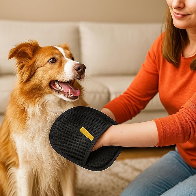 2 Pack Pet Glove for Cats Dogs, Hair Remover Mitt, Easy Clean Shedding Brush, Reusable Mesh Cleaning Glove, Gentle Massage & De-Shedding Tool