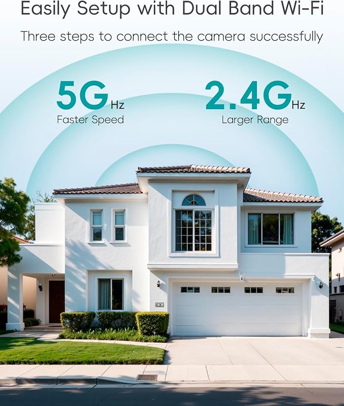 ZUMIMALL 3MP Outdoor Camera Wired 2.4G/5G WiFi - 2-Pack, 24/7 Recording, AI Motion Detection, Cloud & SD Card Storage, 2-Way Audio, PTZ Camera Auto Tracking, Compatible with Alexa Google