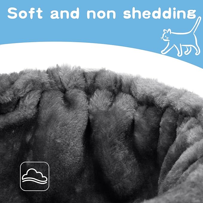 Cozy Cat Tree Hammock for Large Cats With Deep Basket - Add On Attachment Design for Cat Tower, Replacement Extra Large (12.4") (Grey)