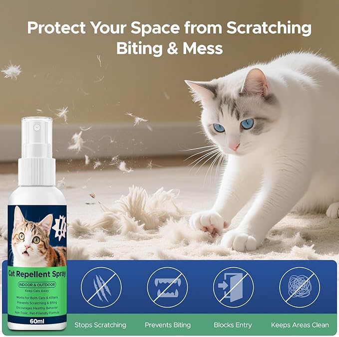 Cat Repellent Ball &,Spray, Dog Repellent, Natural Peppermint Oil Cat & Dog Deterrent Spray 60ml Outdoor and Indoor, Keep Cats Out of Yard Permanently, Protect Your Yard and Furniture