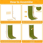 Cat Scratch Pad Felt Cat Scratcher for Indoor Cats Scratching Board Scratchers for Large Cat Scratch Furniture Protector with Ball Kitten Toys L Shape 26.8 Inch Green