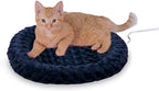 K&H Pet Products Thermo-Kitty Fashion Splash Indoor Heated Cat Bed, Heated Bed for Dogs or Cats with Removable Waterproof Heater Blue Small 18 Inches Round