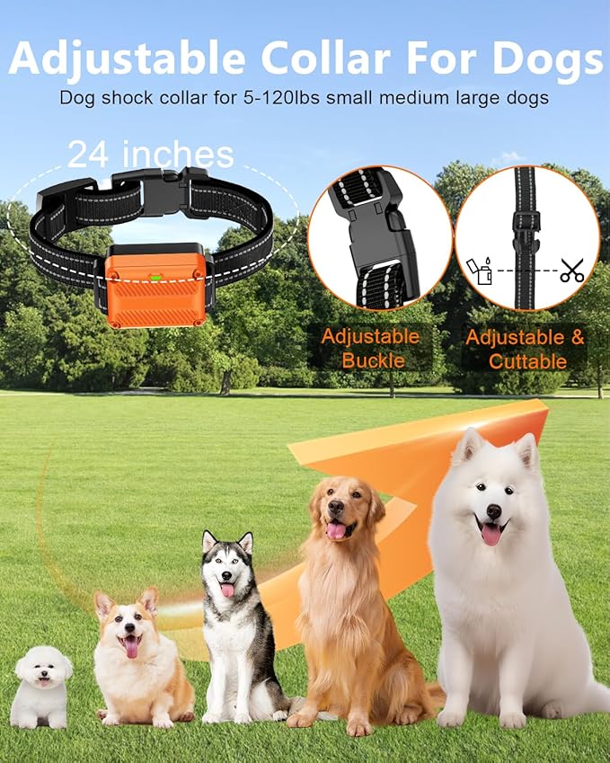 Dog Shock Collar with Remote Control 3300FT Range IPX7 Waterproof Rechargeable E Collar for Dogs Training 3 Modes for 5-120lbs Small Medium Large Dogs