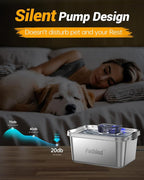 Dog Water Fountain for Large Dogs 2Gal/264oz Large Capacity Pet Water Dispenser Stainless Steel Water Cat Fountain Automatic Dog Water Bowl Dispenser with 3 Filters Ultra Quiet Pump Easy to Clean