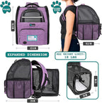 PetAmi Dog Cat Backpack Carrier, Expandable Pet Carrier Backpack for Travel Hiking, Small Medium Dog Puppy Large Cat Carrying Backpack, Airline Approved Ventilated Soft Back Support, 18 lbs, Purple