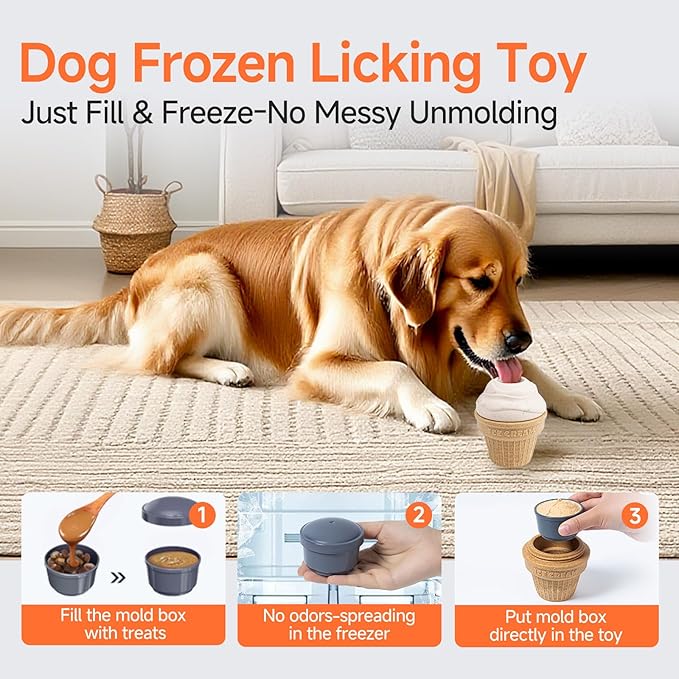 Interactive Dog Toys Freezable Treat Dispensing Puzzle Toy Long-Lasting Busy Toy Chew Toy to Reduce Boredom & Anxiety, Long-Lasting Busy Toy for Small Medium Large Dogs