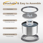 3.5L/118oz Dog Water Bowl, No Spill Stainless Steel Slow Water Bowl for Medium Large Dogs, Large Capacity Splash Proof Dog Slow Water Feeder with Anti-Slip Mat for Mess Drinkers