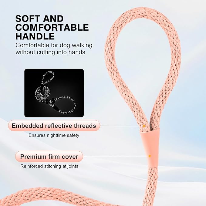 Lynxking Dog Leash Slip Lead Reflective Breathable Rope Comfortable Strong No Pull Slip On Pet Training Lead for Dogs