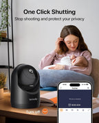Tenda 2K Indoor Security Camera, WiFi6 Pet Camera for Home Security, 360°, 2-Way Audio, Motion Detection for Baby and Pet Monitor, Night Vision, Cloud & SD Card Storage, One-Touch Call (CP3 Black)