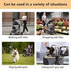 Pettingzoo Dog stroller with 4 Wheels, Folding Cat Stroller for Small/Medium/Large dogs & cats to 60 lbs, pet stroller with removable carrier, Storage BasketCup Holder,3 in1 Multifunctional Detachable