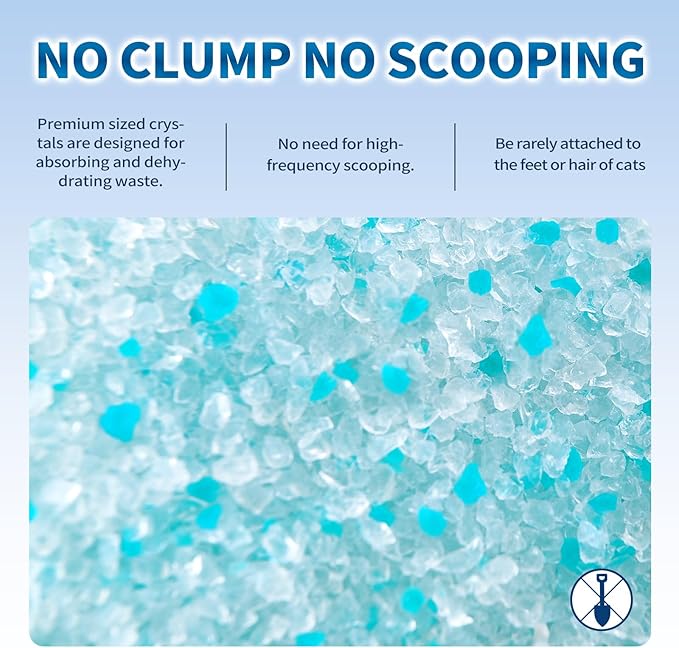 Made4Pets Cat Litter Crystals, Non Clumping Cat Litter Odor Control Kitty Litter Non Clumping No scooping Low Dust, Low Tracking, Lightweight, Dehydrates Waste,Cologne– 25.8 lbs (6 x 4.3 lb Packs)