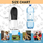 Portable Dog Water Bottle with Bowl, Leak Proof for Travel, Hiking & Camping (Black, 12oz)