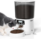Automatic Cat Feeder,4L Timed Cat Dry Food Dispenser,Pet Feeder up to 6 Meals and 30 Portions per Day,10S Voice Record,Flexible Schedule Timer,Dual Power,Stainless Steel Bowl, for Cats and Small Dogs