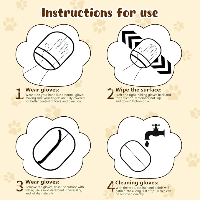 Pet Hair Remover Gloves,Electrostatic Removal for Pet Hair,Reusable Cat & Dog Grooming Gloves for Clothing/Couch/Furniture/Carpet/Car Seat(2Pcs)