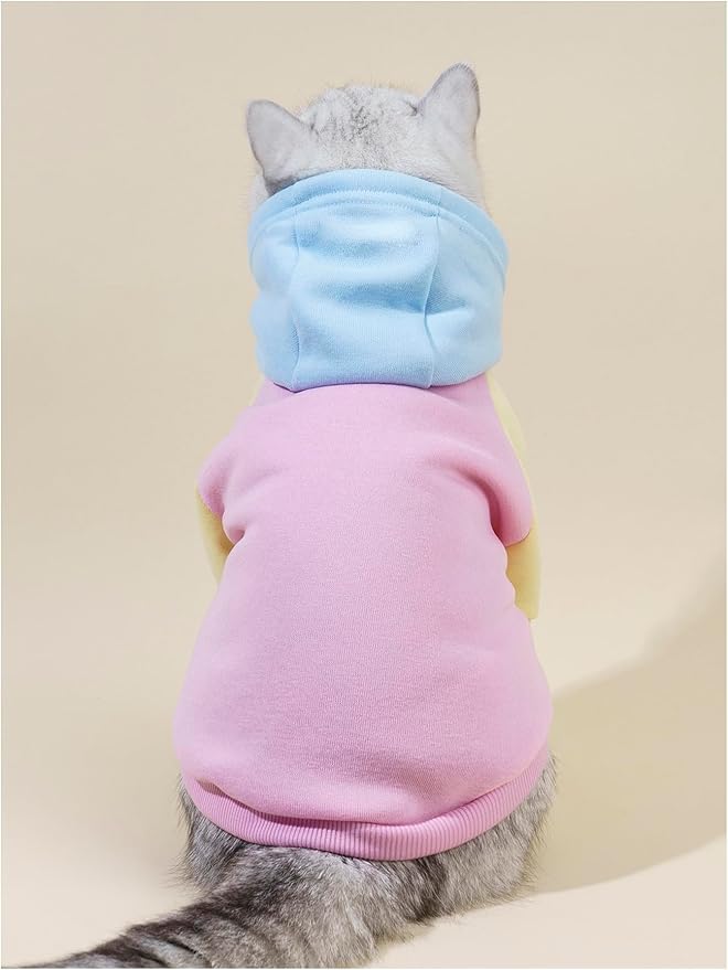 QWINEE Basic Dog Hoodie Sweatshirt Puppy Sweater Warm Cat Costumes Pet Clothes for Chihuahua Puppy Kitten Small Medium Dogs Pink Medium