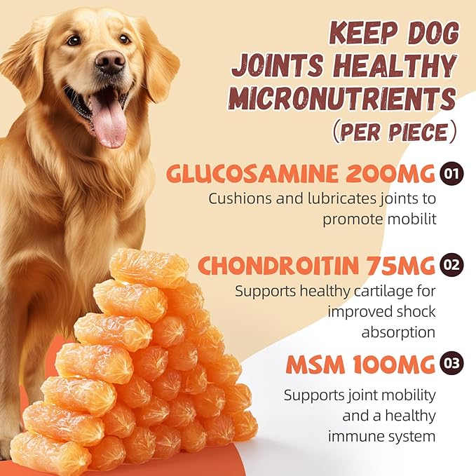 Dog Treats Chicken Sausages, Natural Chicken Jerky Training Treats with Glucosamine, Chondroitin, MSM and Taurine, Low Fat Soft Chewy Snacks for Small Medium Dogs, 10.6 oz