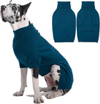 IECOii Great Dane Sweater,5XL Extra Large Sweater for Giant Breed Dogs in Winter,Turtleneck Cold Weather Knit Clothes,Machine Washable,Elastic Pullover for Saint Bernard,Mastiff (Peacock Blue,XXXXXL)