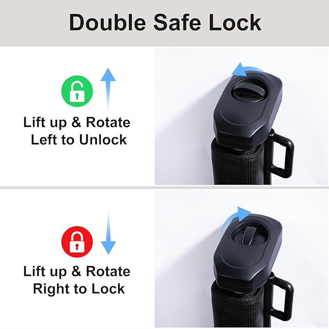 120″ Extra Wide Baby Gate – 34″ Tall Retractable Pet Gate for Large Openings, Hallways, Room Dividers – Mesh Safety Barrier for Indoor Outdoor Use, Black