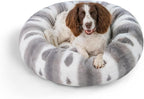 Best Friends by Sheri Patterned Lux Faux Fur Calming Donut Dog Bed, Gray, Medium, 30" x 30"