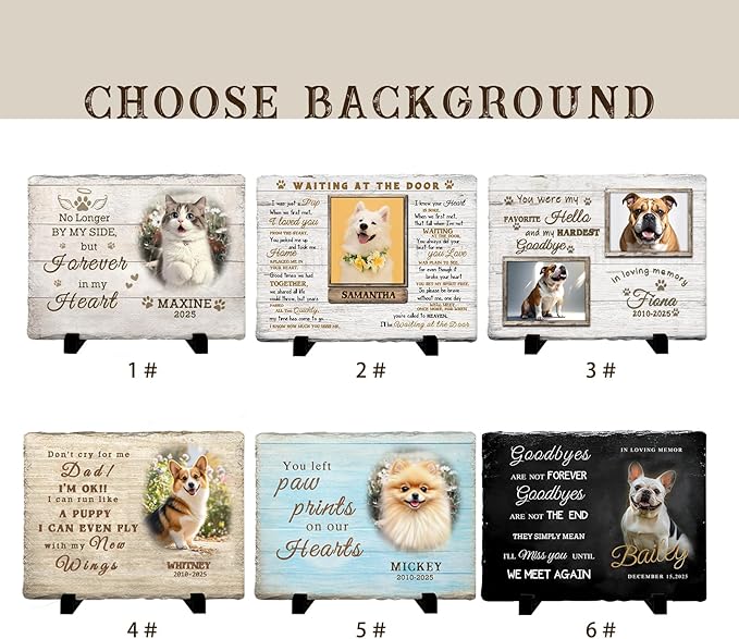 Personalized Pet Memorial Stone, Custom Dog Memorial Gifts for Loss of Dog with Photo Name Date, Dog Remembrance Gift, Loss of Dog Sympathy Gift for Dog Cat Lovers (Quote 5)
