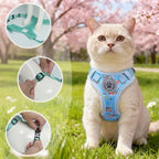 BEAUTYZOO Cat Harness, Escape Proof Cat Leash and Harness Set for Walking, Soft Breathable Vest Harness with Neck Adjustable, Reflective Easy-Control Kitten Harness for Cats,Shark-Blue S
