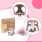 Puppytie No Pull Dog Harness with Multifunction Dog Leash,Soft Adjustable No Choke Escape Proof Pet Harness Vest for Medium Dogs,Suede Bow Pink,M