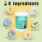 Dog Teeth Dental Finger Wipes for Dogs & Cats No-Rinse Dog Finger Toothbrush Dog Plaque & Tartar Prevention with Brushing Beads Dog Breath Freshene 50pcs